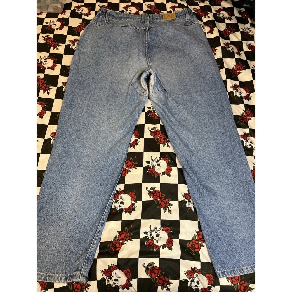Vintage Lee‎ Jeans Size 14P Elastic Waist High Rise Straight Leg Denim